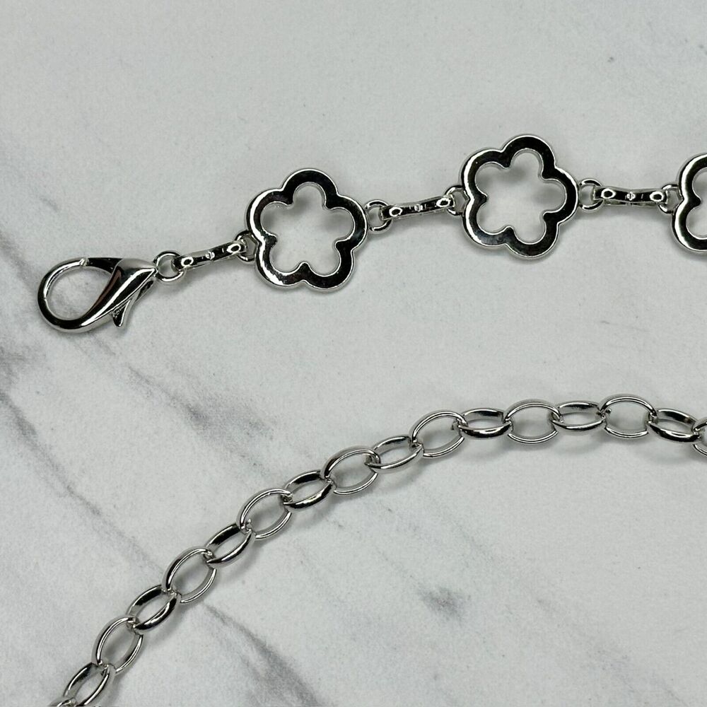 Silver Tone Boho Open Flower Concho Chain Belt Y2K One Size (OS) โจ - Picture 3 of 12